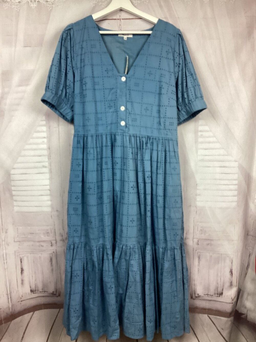 Madewell Blue Dress Short Sleeve Midi NWT 16